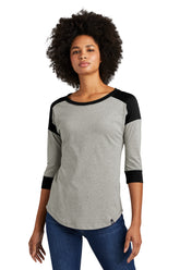 New Era ® Women's Heritage Blend 3/4-Sleeve Baseball Raglan Tee - Black/ Rainstorm Grey Heather - XS